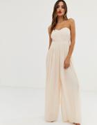 Tfnc Bandeau Pleated Wide Leg Jumpsuit In Blush-pink