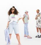 Asos Design Curve Relaxed T-shirt With Surf Graphic In White