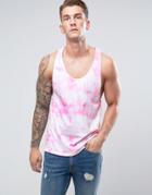 Asos Extreme Racer Back Tank With Pink Tie-dye - Pink