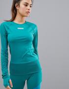 Asos 4505 Rib Arm Long Sleeve Yoga Top - Green