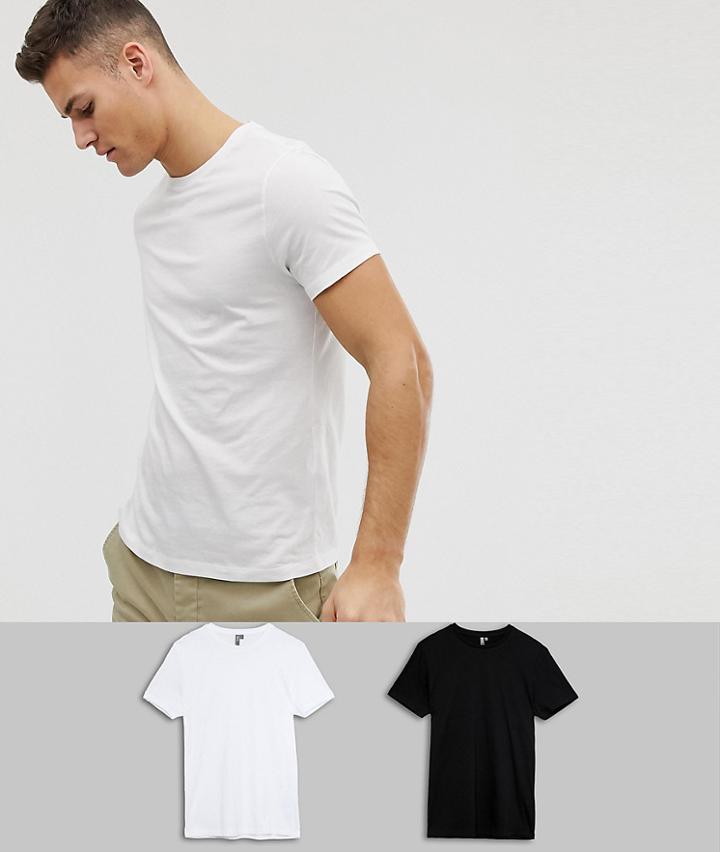 Asos Design 2 Pack Organic T-shirt With Crew Neck Save-multi