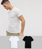Asos Design 2 Pack Organic T-shirt With Crew Neck Save-multi