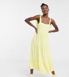 Collusion Tired Midi Dress In Yellow