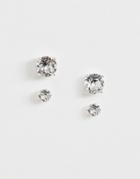 Asos Design Stud Earring Pack With Swarovski Crystal In Silver