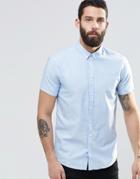 Lindbergh Oxford Shirt With Short Sleeves In Slim Fit In Blue - Lt Blue