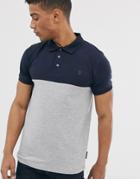 French Connection Organic Cotton Polo In Color Block Gray