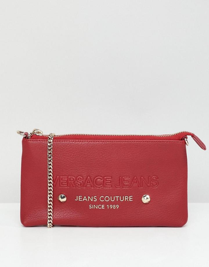 Versace Jeans Logo Cross Body Clutch Bag - Red