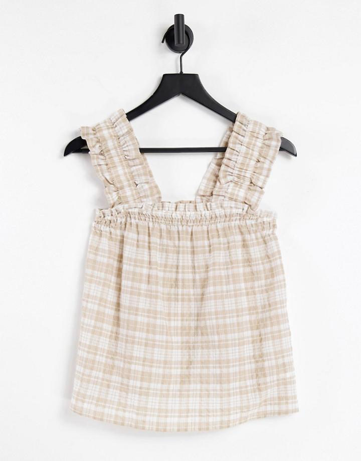 & Other Stories Smocked Top In Check-multi