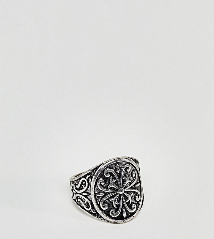 Reclaimed Vintage Inspired Patterened Chunky Ring In Silver Exclusive To Asos - Silver