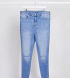 Dr Denim Plus Moxy Sky High Super Skinny Jeans With Ripped Knees-blues