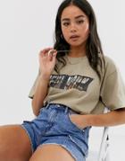 Daisy Street Oversized T-shirt With New York Graphics - Purple