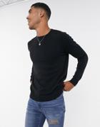 Brave Soul 100% Cotton Crew Neck Knitted Sweater In Black
