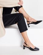 Asos Design Smart Chain Detail Mid Heeled Shoes In Black
