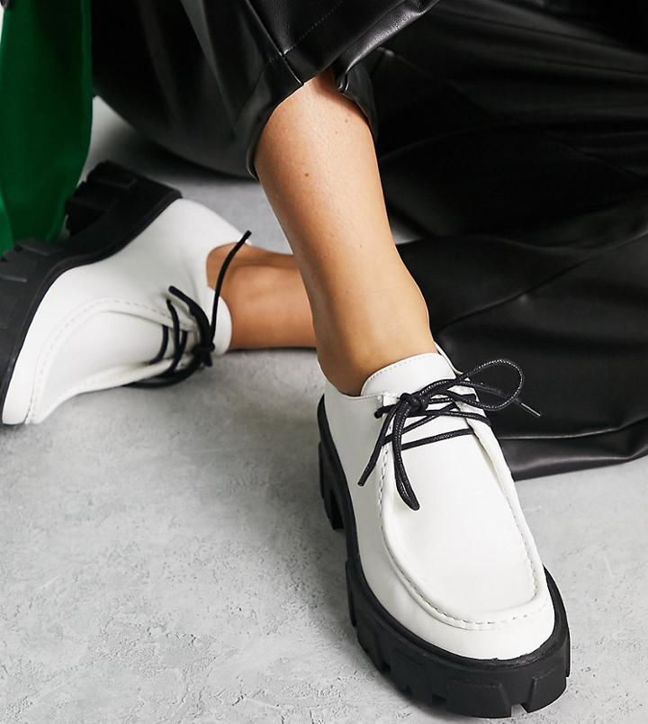 Raid Wide Fit Lelia Chunky Lace Up Shoes With Contrast Sole In White