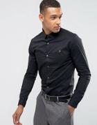 Farah Classic Shirt In Skinny Fit With Stretch - Black