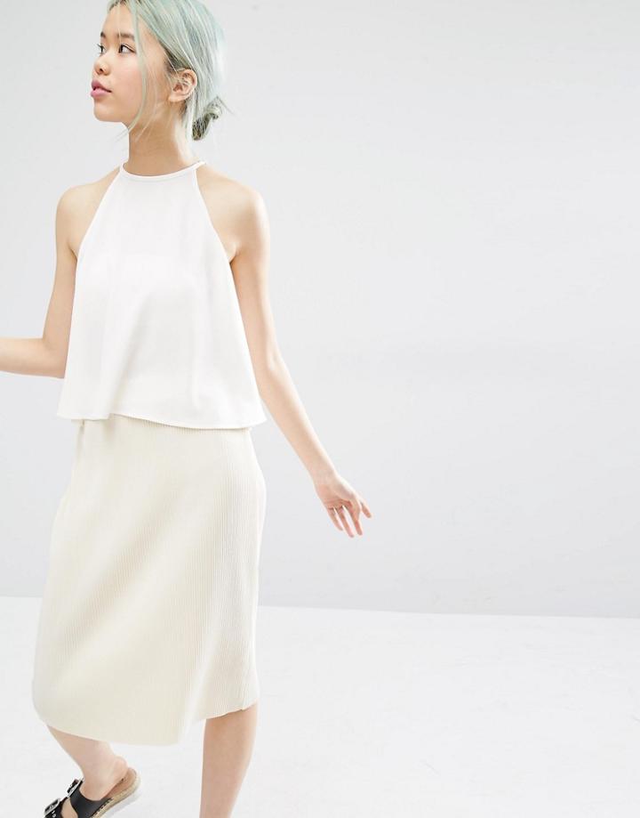 Monki High Neck Cami - White