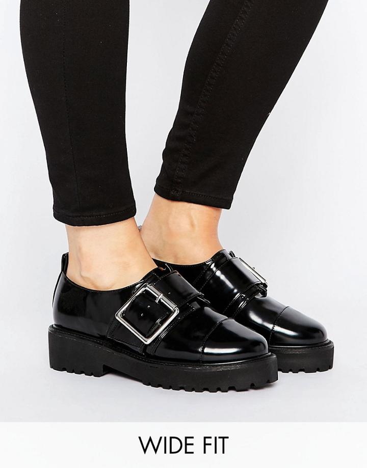 Asos Megan Wide Fit Chunky Flat Shoes - Black