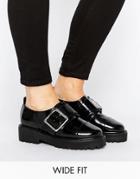 Asos Megan Wide Fit Chunky Flat Shoes - Black