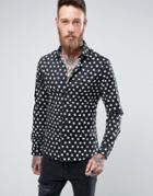 Asos Skinny Shirt With Star Print - Black