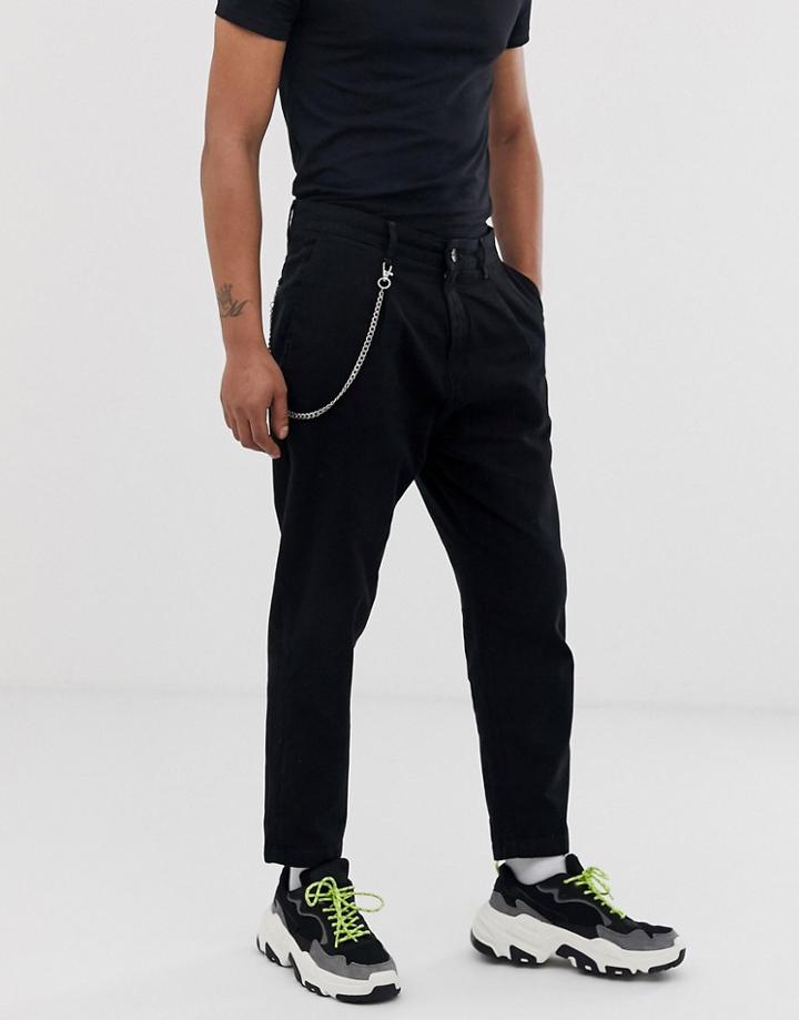 Bershka Pants In Black With Chain
