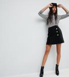Asos Tall Tailored Mini Skirt With Wrap Detail And Military Button - Black
