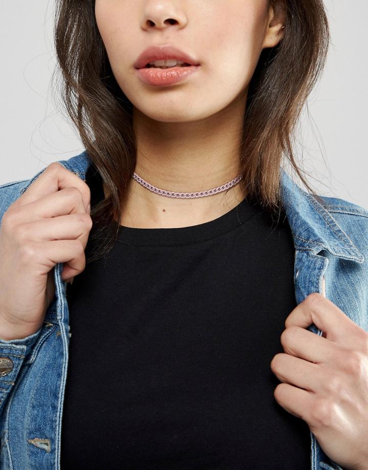 Asos Curb Chain Necklace - Purple