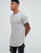 Religion Longline Logo T-shirt In Gray Marl