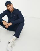 Jack & Jones Premium Set Textured Polo With Zip In Navy