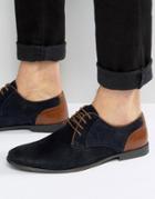 Asos Lace Up Shoes In Navy Suede - Brown