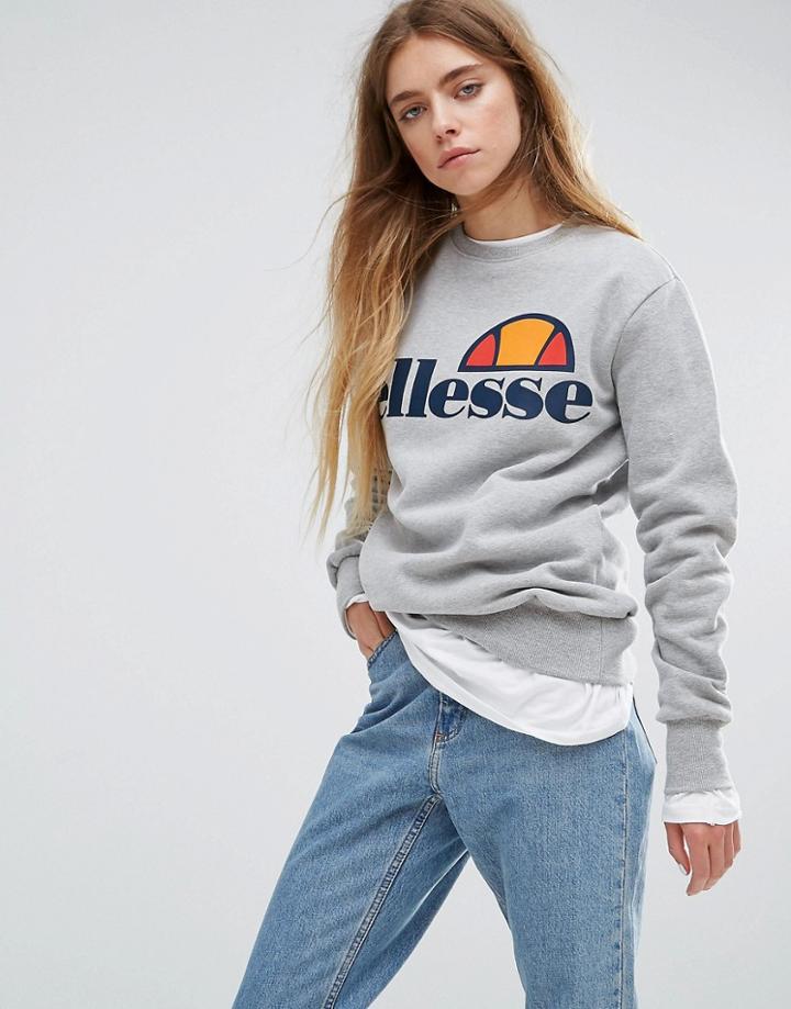 Ellesse Boyfriend Sweatshirt With Chest Logo - Gray