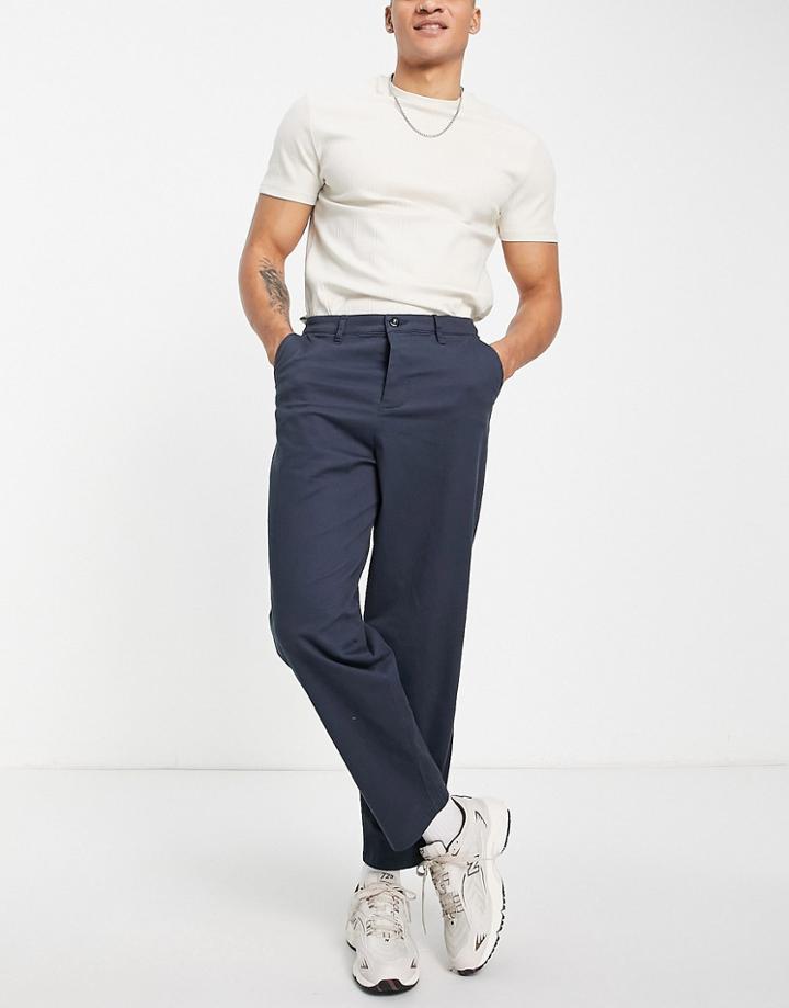 Asos Design Balloon Fit Chinos In Navy