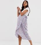 New Look Maternity Ditsy Midi Skirt In Purple Floral - Purple
