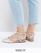 Asos Ludlow Wide Fit Asymmetric Pointed Ballet Flats - Silver