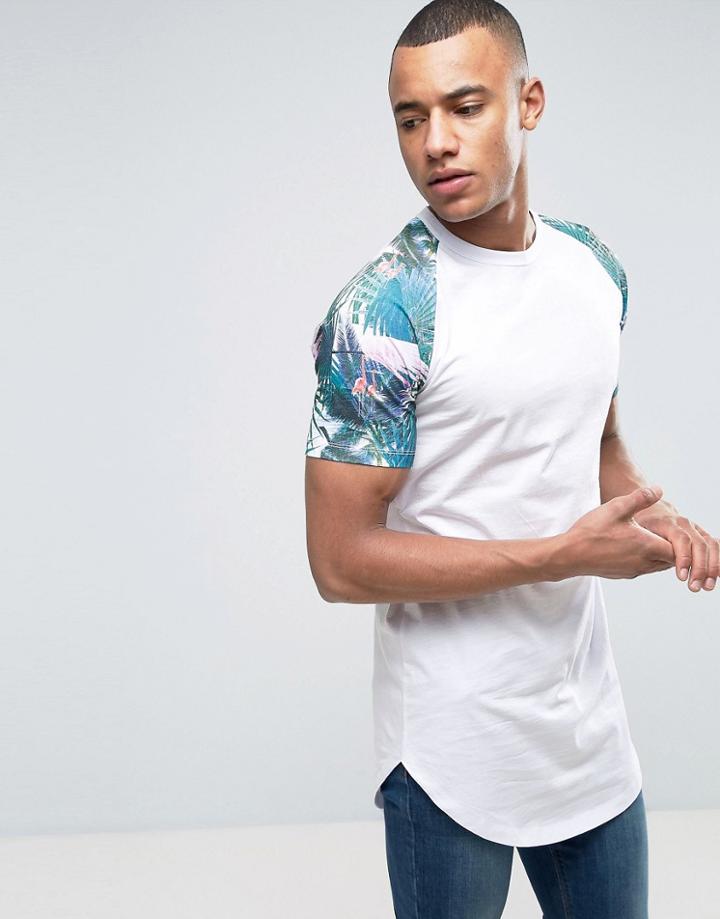 Jack & Jones Originals T-shirt With Raglan Print Sleeve - White