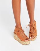 Asos Torch Lace Up Wedges - Chestnut
