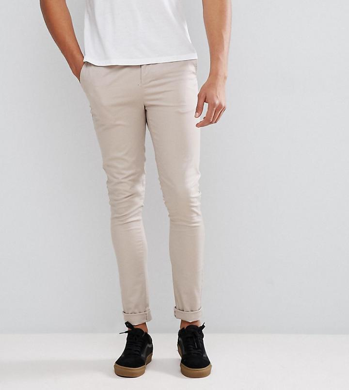 Asos Tall Super Skinny Chinos In Beige - Beige