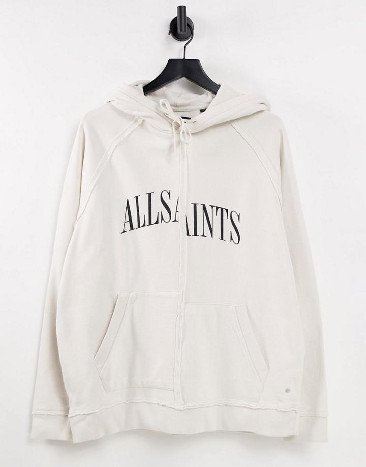 Allsaints Diverge Overhead Hoodie In White