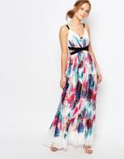 Little Mistress Cut Out Maxi Dress In Multi Print - Multi Print