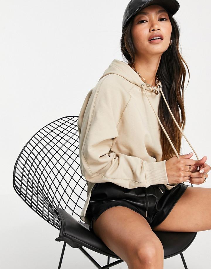 Selected Femme Organic Cotton Hoodie With Exaggerated Sleeves In Cream-white