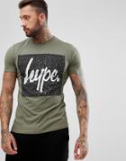 Hype Muscle T-shirt In Khaki With Speckle Logo - Green