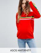 Asos Maternity Sweater In Oversize With Stripe - Red