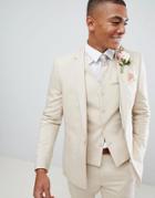 Asos Design Wedding Skinny Suit Jacket With Square Hem In Stone