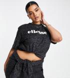 Ellesse Plus Boyfriend T-shirt In Leopard Print Logo In Black