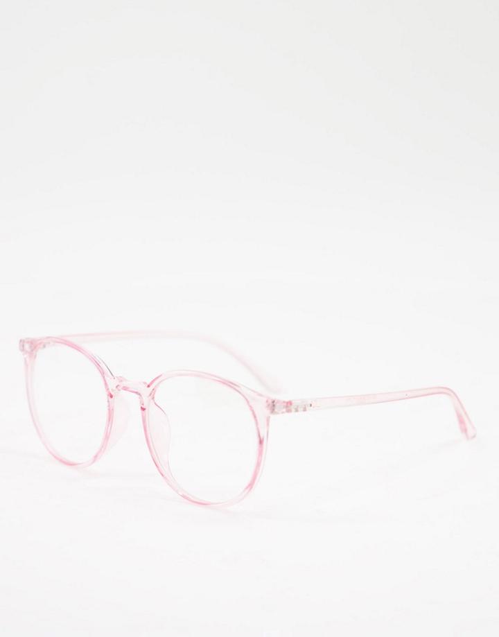 My Accessories Round Blue Light Glasses With Clear Pink Frame