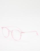 My Accessories Round Blue Light Glasses With Clear Pink Frame