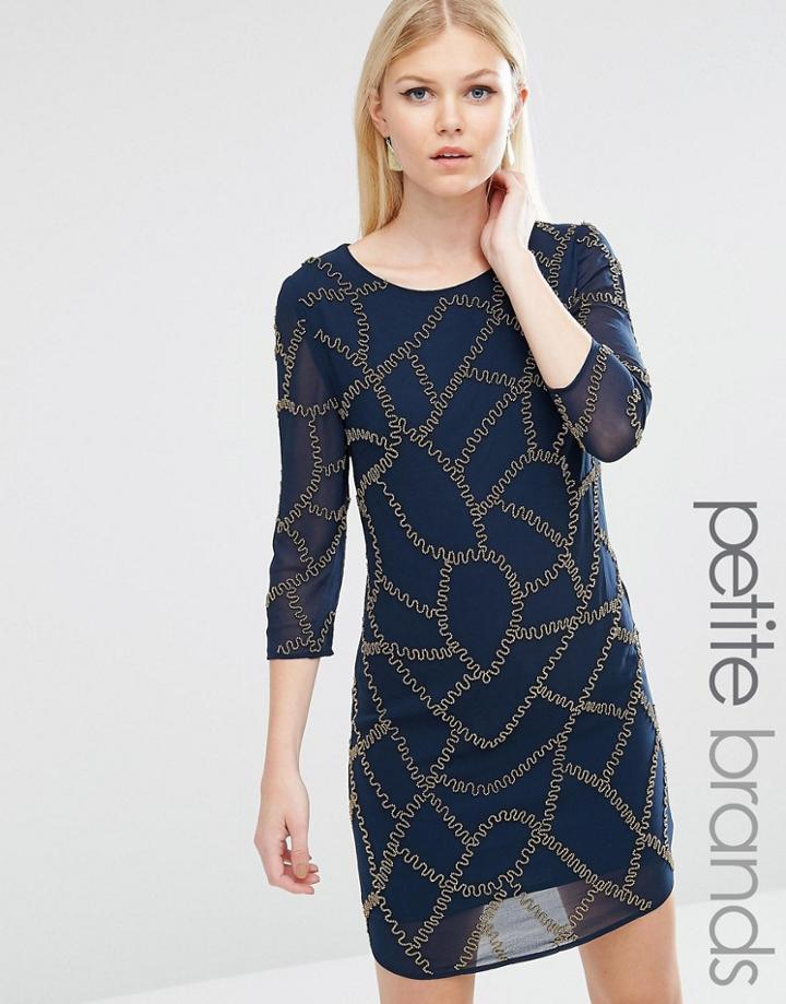 Maya Petite Embellished Shift Dress - Navy