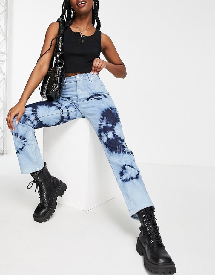 Bolongaro Trevor Montanna Straight Leg Tie Dye Jeans In Light Indigo-blue