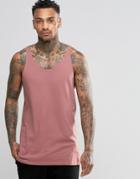 Asos Longline Relaxed Skater Tank In Pink - Pink