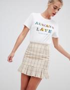 Daisy Street Tailored Skirt In Vintage Check - Beige