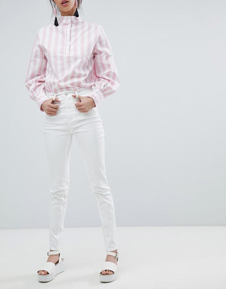Monki Oki High Waist Skinny Jeans - White